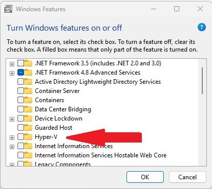 Hyper-V feature disabled